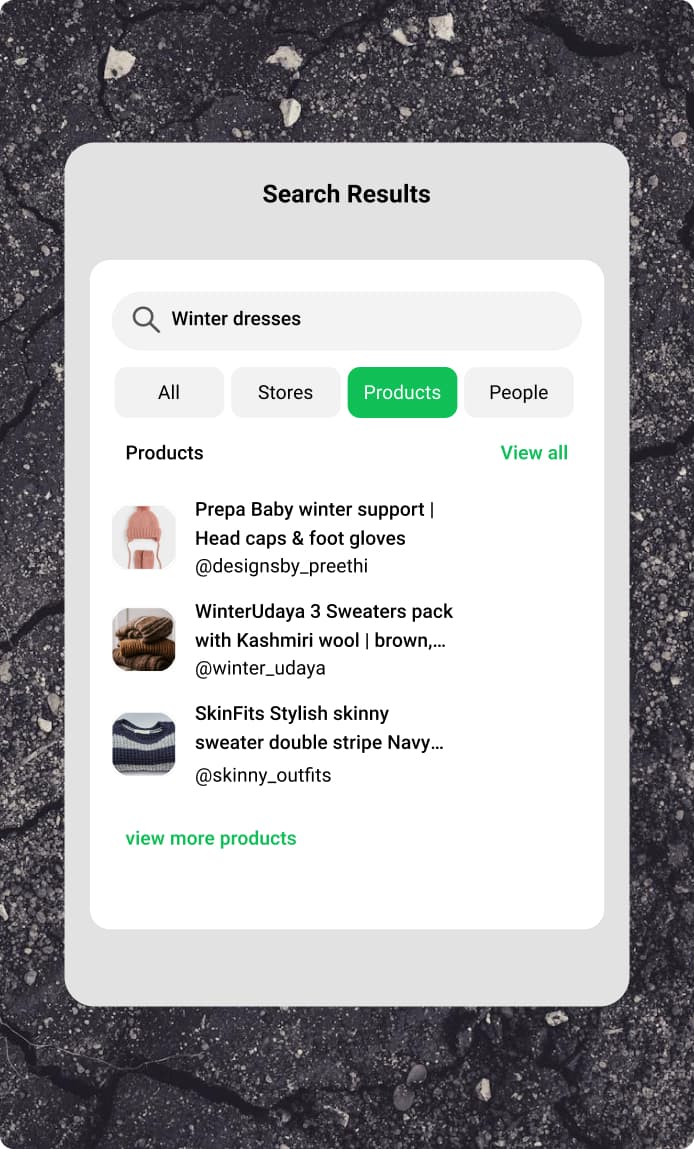 Products accessible across Swadesic via Search